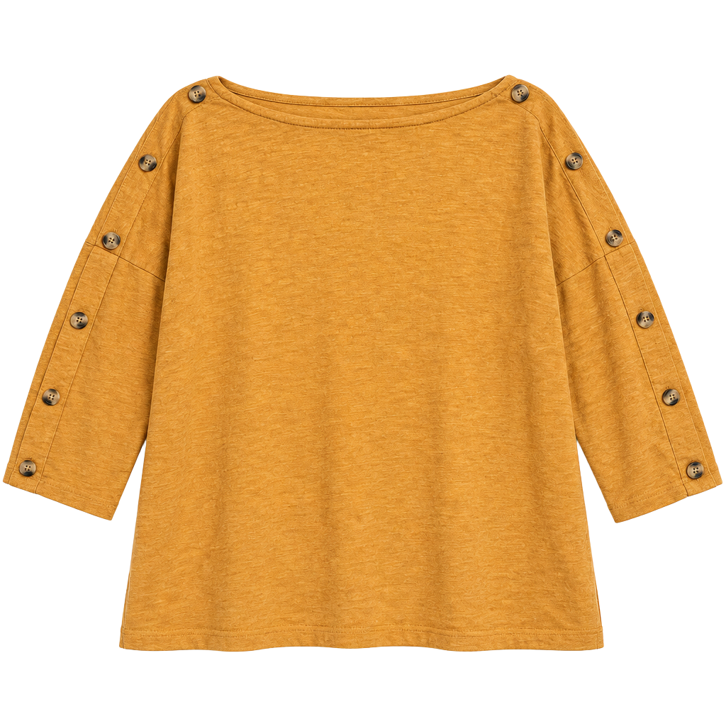 Chadwicks Button-Accent Top Size XL Mustard Yellow 100% Cotton 1
