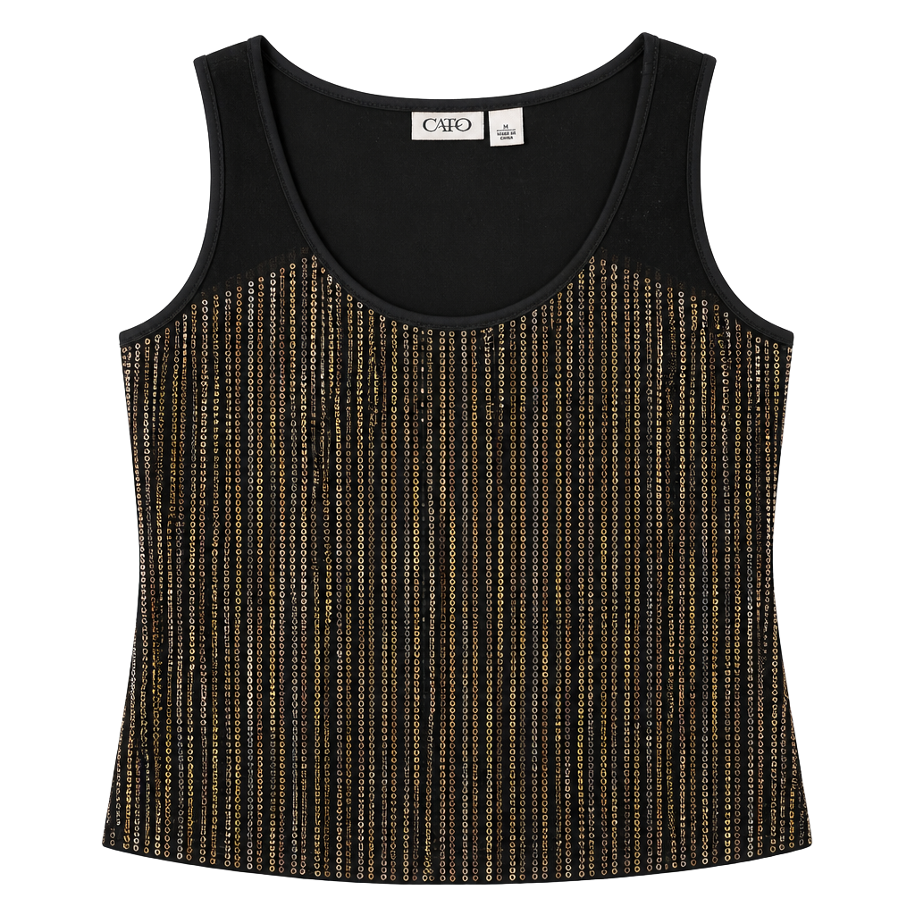 Cato Women's Sequin Tank Top Black Gold Size M 1