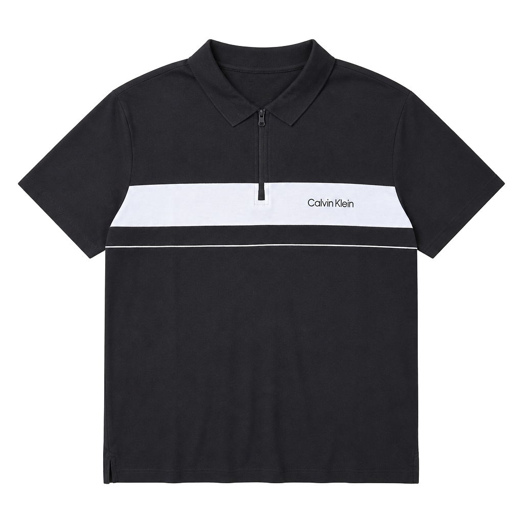 Calvin Klein Men's Quick Dry Wicking Quarter-Zip Polo Shirt Black Size XL 1