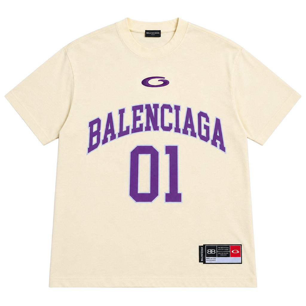 Balenciaga Basketball Oversized T-Shirt Size S Yellow Purple 1