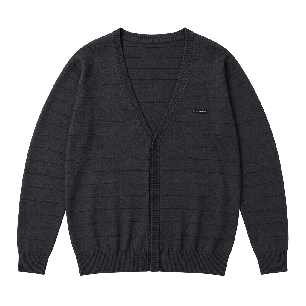 Artful Dodger Men's Black Striped V-Neck Cardigan Sweater Size XXL 1