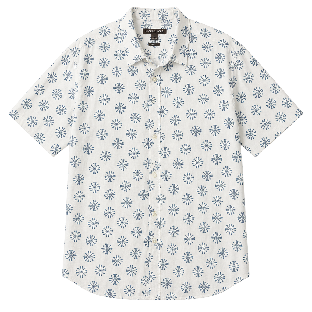 Michael Kors Men's Floral Print Slim Fit Short Sleeve Button Down Shirt XXL 1