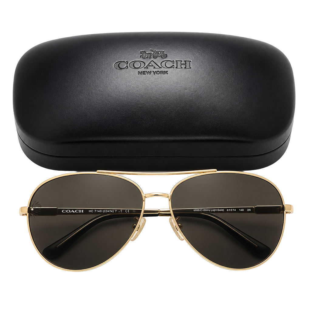 Coach HC7140 Gold Aviator Sunglasses with Gradient Lenses 1