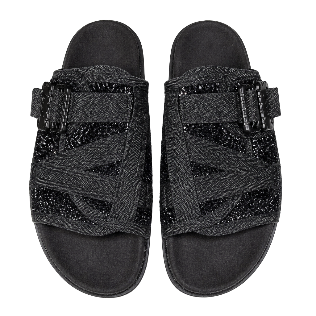 Draco Slides Special Edition Black Sparkle Sandals Size 9 a 10 1
