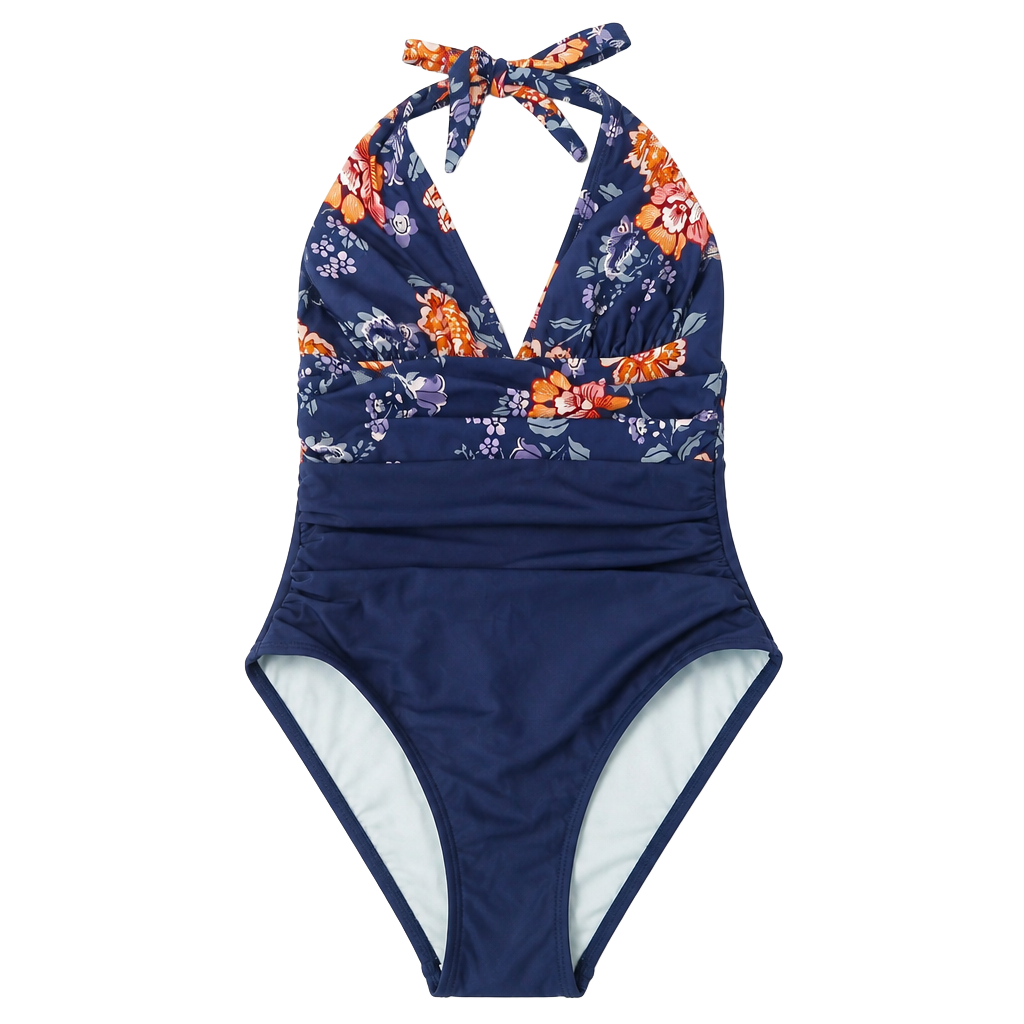 Cupshe Women's Floral Halter Tummy Control One-Piece Swimsuit Size M 1