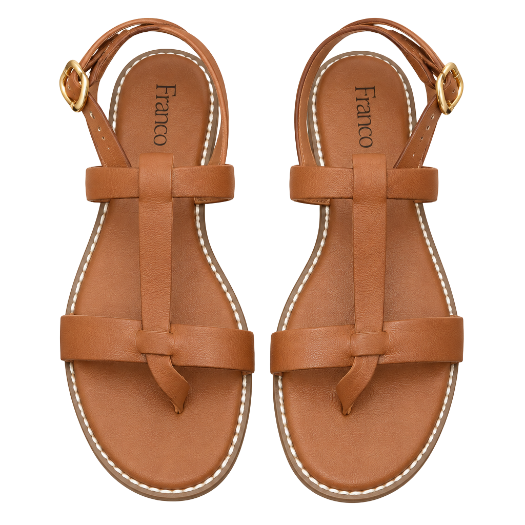 Franco Sarto Flat Sandals Brown Leather 1