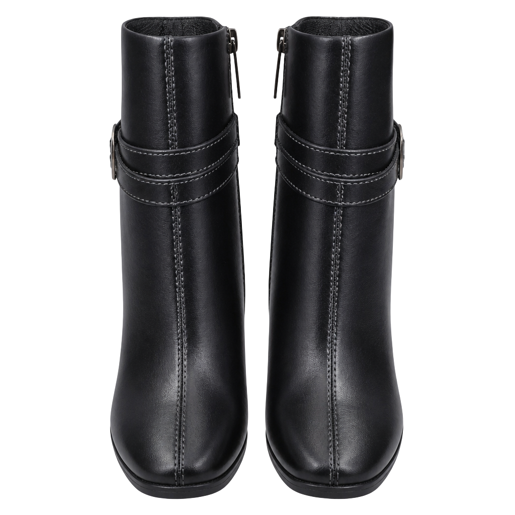 Soda Ankle Boots Size 7 Black Block Heel Buckle Strap 1