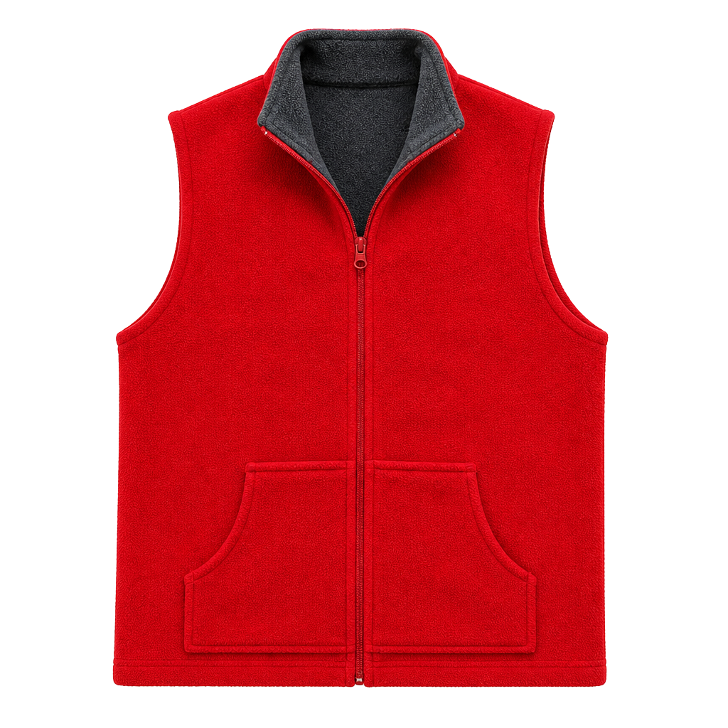 Charter Club Fleece Vest Size M Red Full Zip Pockets 1