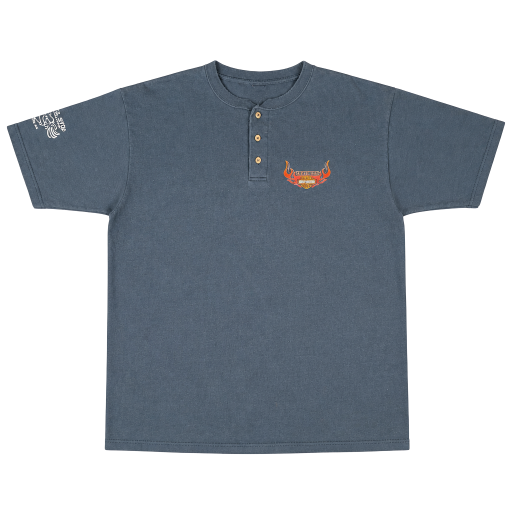 Harley-Davidson Henley Shirt Size 2X-Large Black Flame Since 1903 1