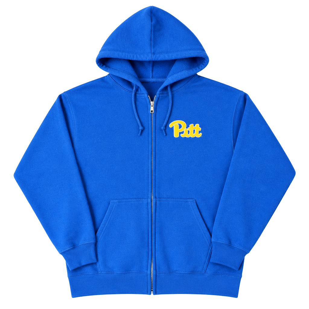 Gildan Pitt Panthers Zip Up Hoodie Size L Blue Fleece 1