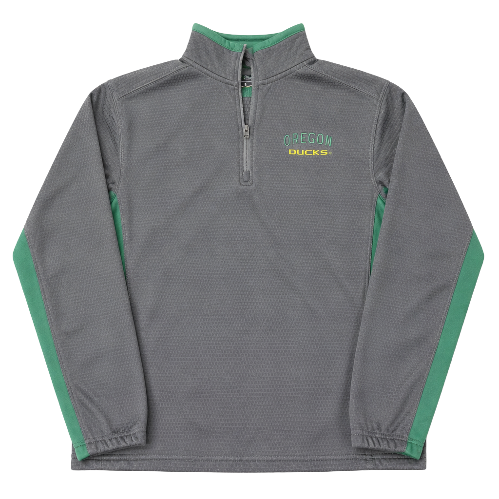Colosseum Men’s Oregon Ducks 1/4 Zip Pullover Gray Green 1