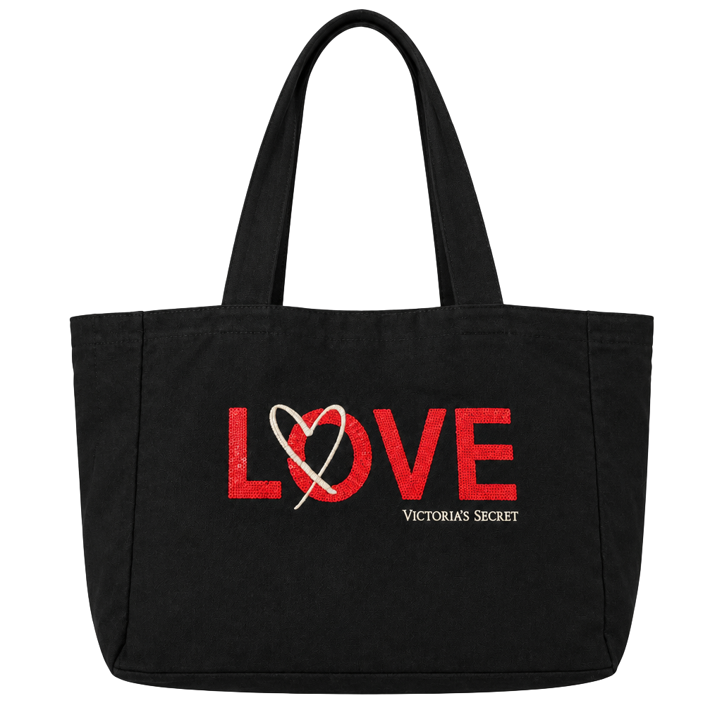Victoria's Secret Love Tote Bag Black Sequin 1