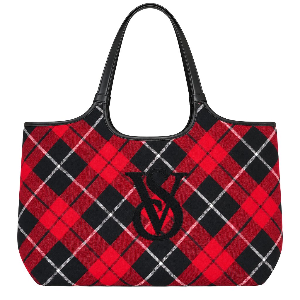 Victoria's Secret Red Plaid Tote Bag 1