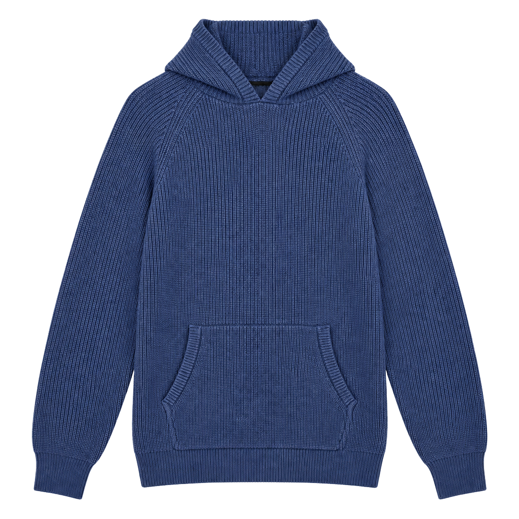 Edikted Women’s Navy Blue Knit Hooded Sweater Pullover Kangaroo Pocket Size XL 1