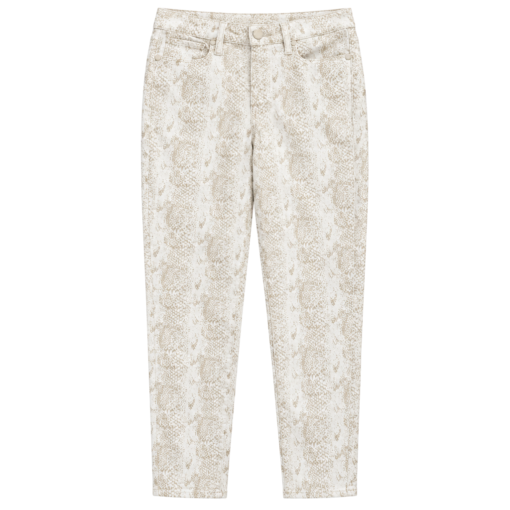 Paige Women’s Hoxton Ankle Skinny Jeans Size 26 Beige Snake Western Quiet Luxury 1