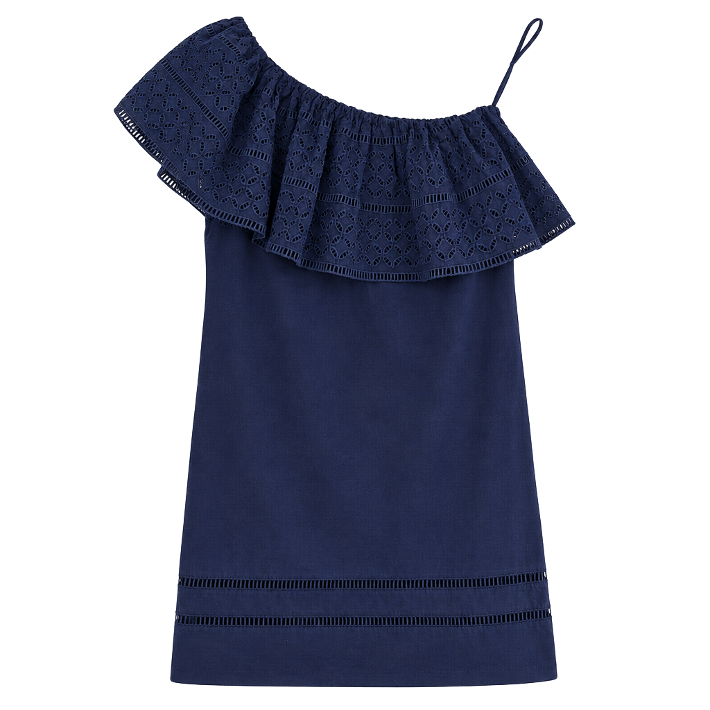 Abercrombie & Fitch Eyelet Off Shoulder Ruffle Mini Dress Size XS NWT Coastal 1