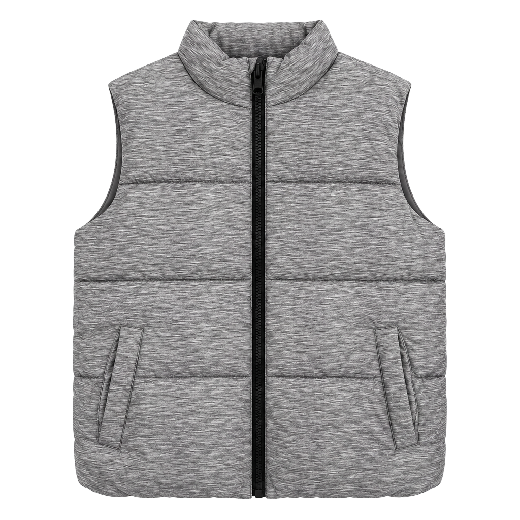 Old Navy Kids Puffer Vest Size M Gray Heather Full Zip Winter Gorpcore 1