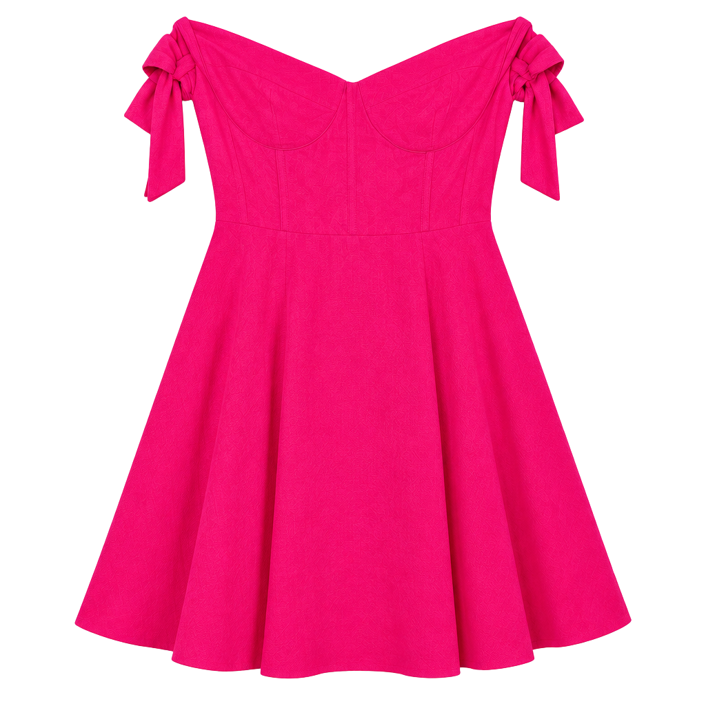 Megan Moroney Skater Mini Dress Size XL Hot Pink Linen Blend Off Shoulder NWT 1