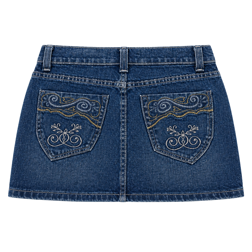 A'Gaci Vintage Y2K Denim Mini Skirt Size S Embroidered Back Pockets 1