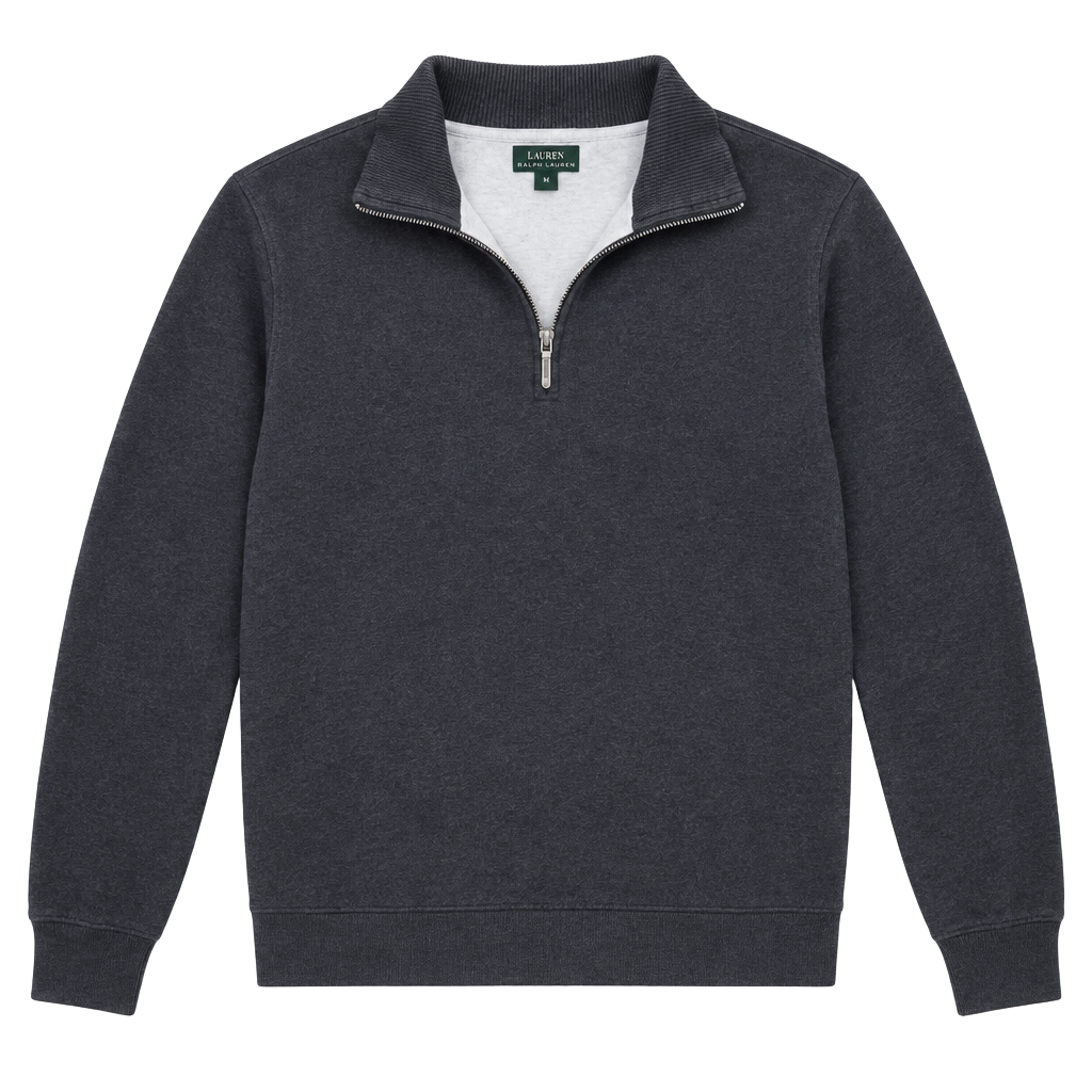 Lauren Ralph Lauren Quarter Zip Sweatshirt Size M Charcoal Grey Pullover 1