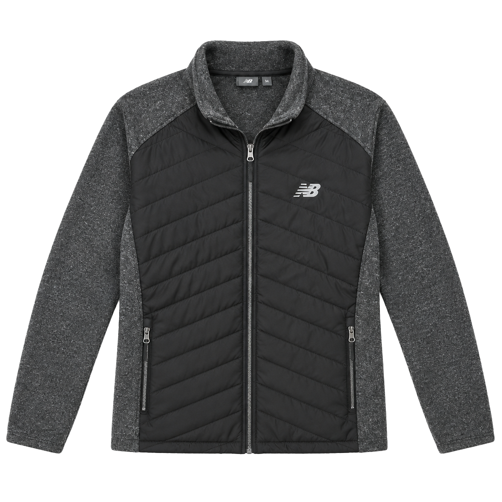 New Balance Mens Hybrid Quilted Fleece Lined Soft Shell Full Zip Jacket M Black 1