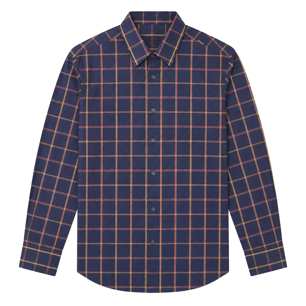 UNTUCKit Georgio WF Shirt Large Navy Plaid Wrinkle Free Cotton 1