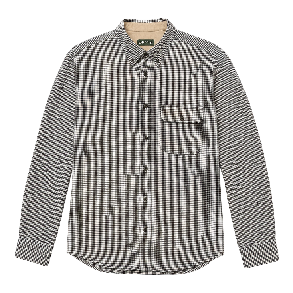 Orvis Men's XL Long Sleeve Button Down Shirt Houndstooth Pattern 1