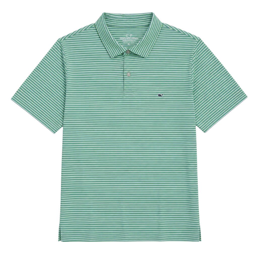 Vineyard Vines Sankaty Performance Polo Size XL Striped Blue Green 1