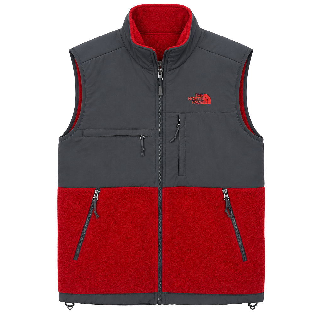 The North Face Denali Vest Size S Red Polartec Recycled Fleece Full Zip 1