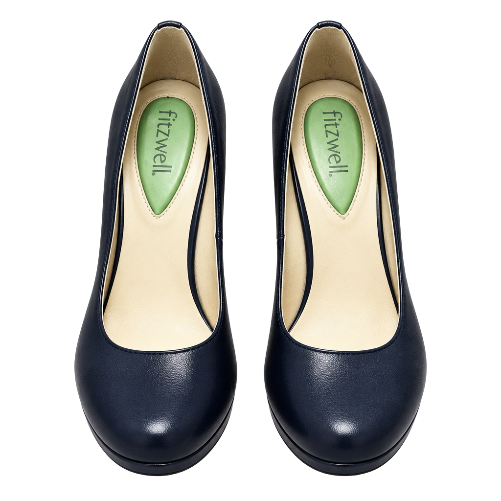 Fitzwell Navy Leather Platform Pumps 1