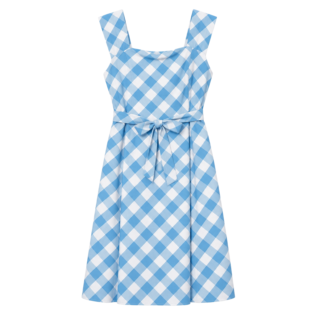 Blue Gingham Midi Dress 1