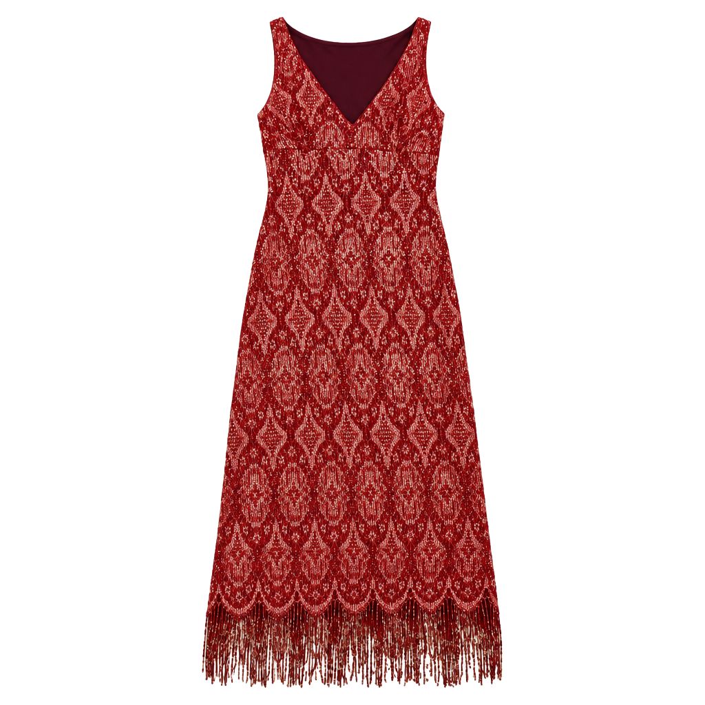 Nicole Miller Sleeveless Metallic Fringe Dress Size S 1