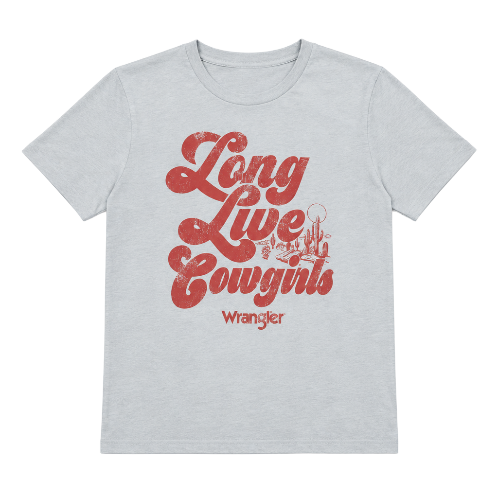 Wrangler Long Live Cowgirls Graphic T-Shirt Size M Light Blue 1