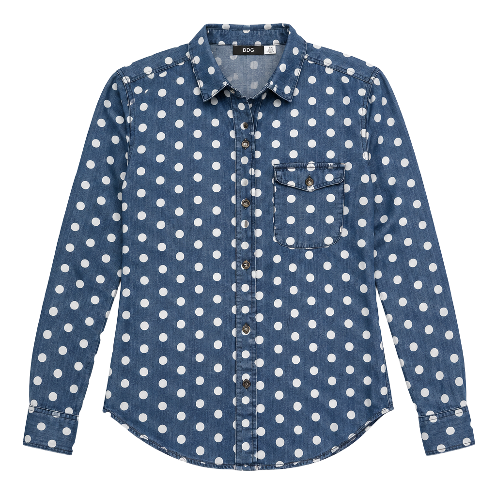 BDG Polka Dot Chambray Denim Shirt Size S 1