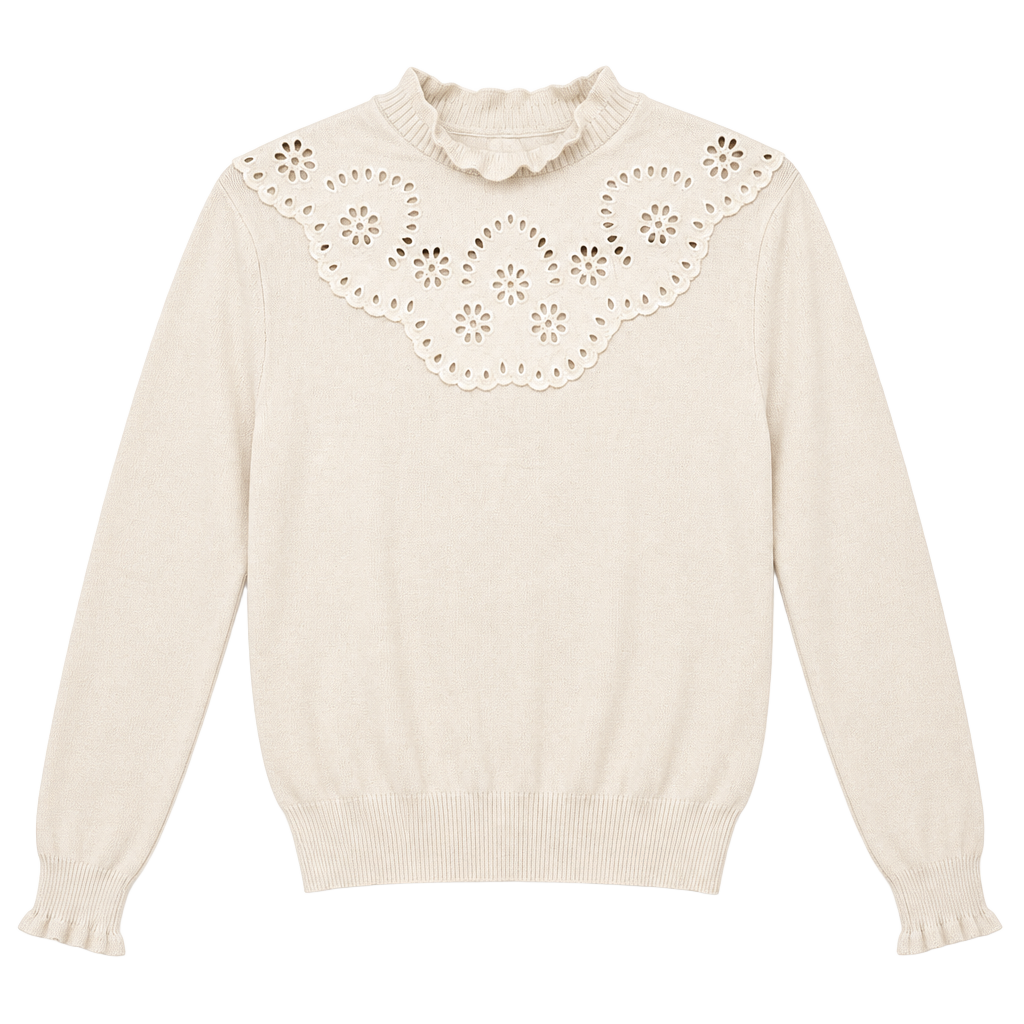 Calligraphie Eyelet Collar Sweater Size XS 1