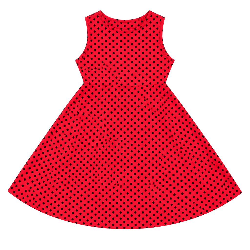 Red Black Polka Dot Skater Dress Size 4XL 1