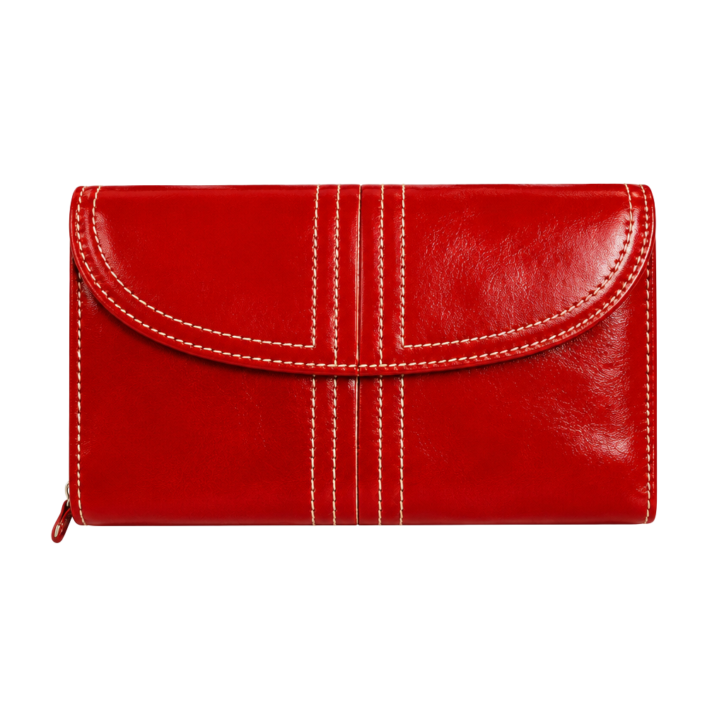 Buxton Leather Wallet Red Flap Zip Clutch 1