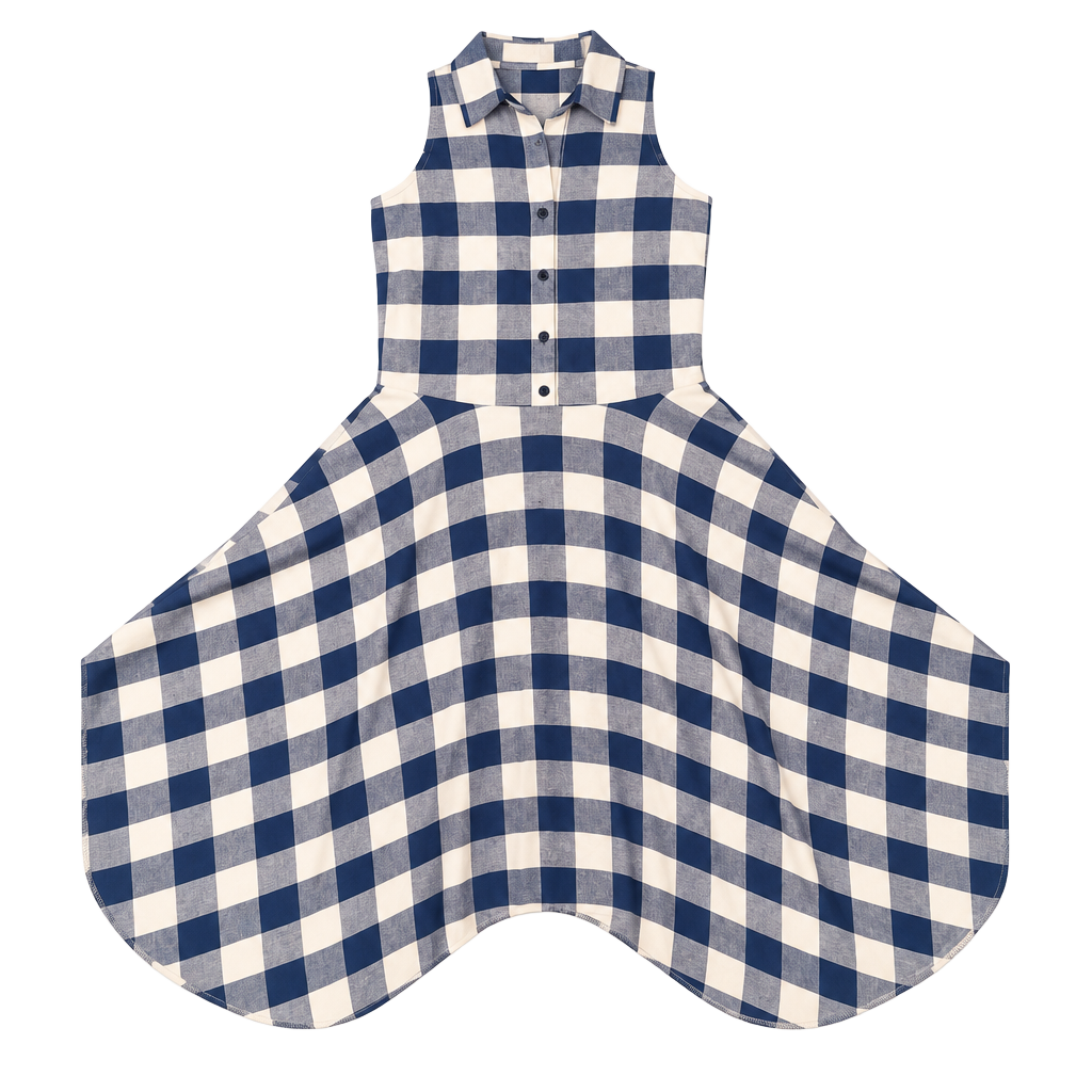 Nikvashe Blue White Plaid Halter Dress Size S 1