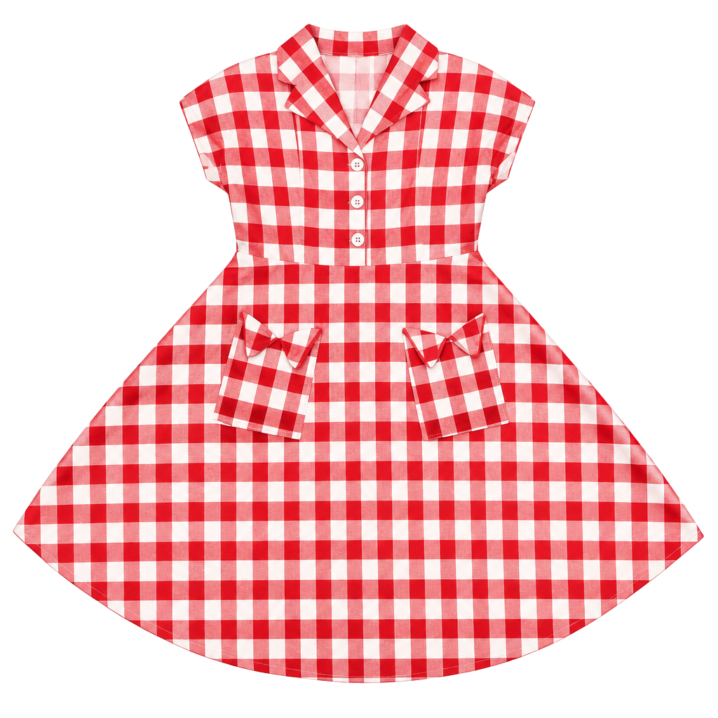 Retro Stage Dress Size 2XL Red Gingham Check 1
