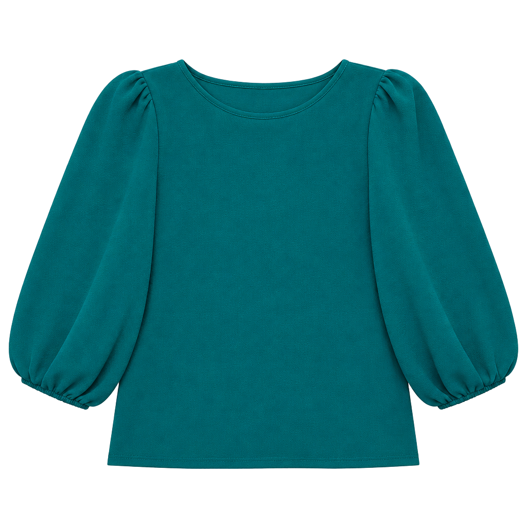 Green Envelope Puff Sleeve Blouse Size S Teal 1