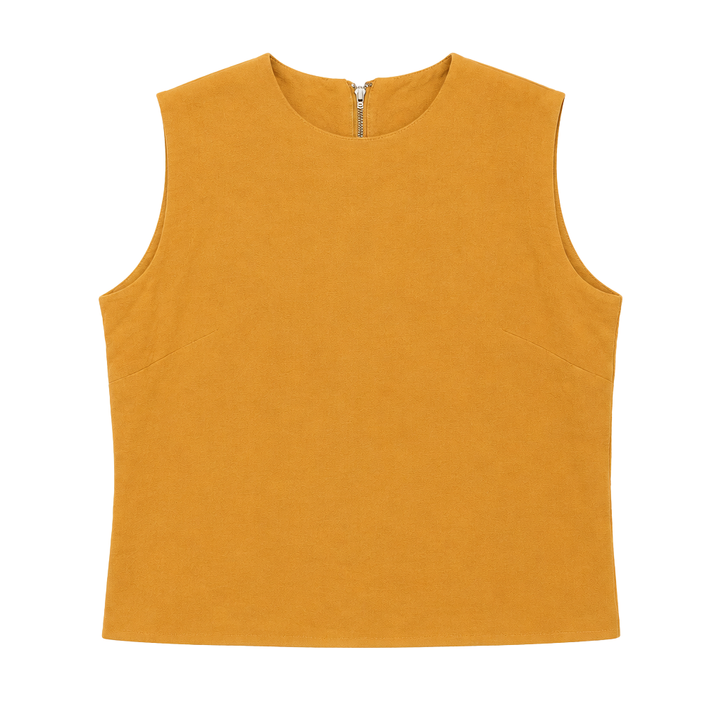 Vintage Crop Top Mustard Yellow Zip Back Blouse 1