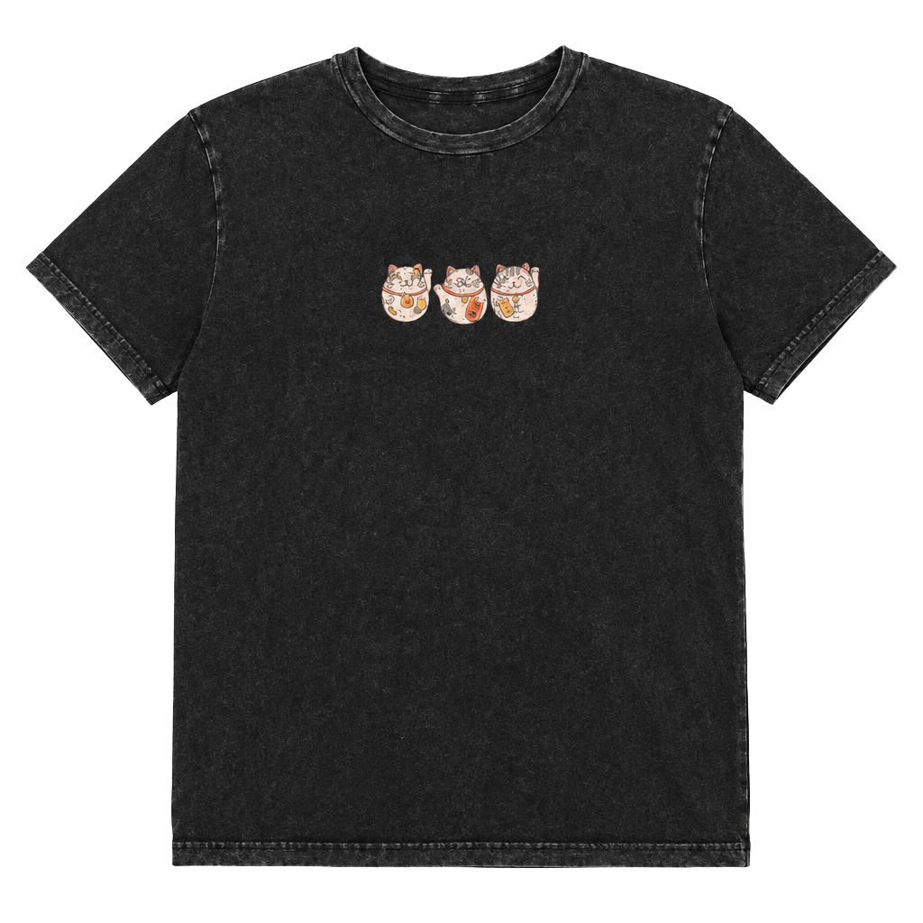 Urban Nation Good Luck Cat T-Shirt Size M Black 1