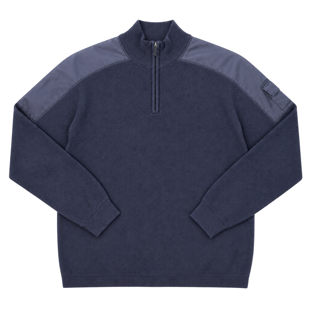 Orvis Charles F. Orvis Signature Collection 1/4 Zip Wool Sweater XL Navy Blue 1