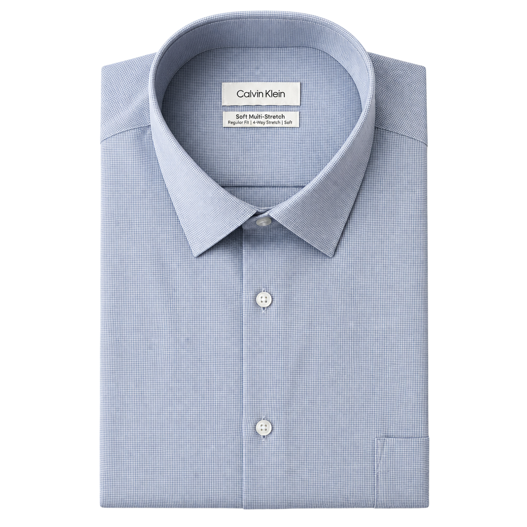 Calvin Klein Men's Soft Dress Shirt, Blue, Size 17-17.5 Neck 32/33 Sleeve 1