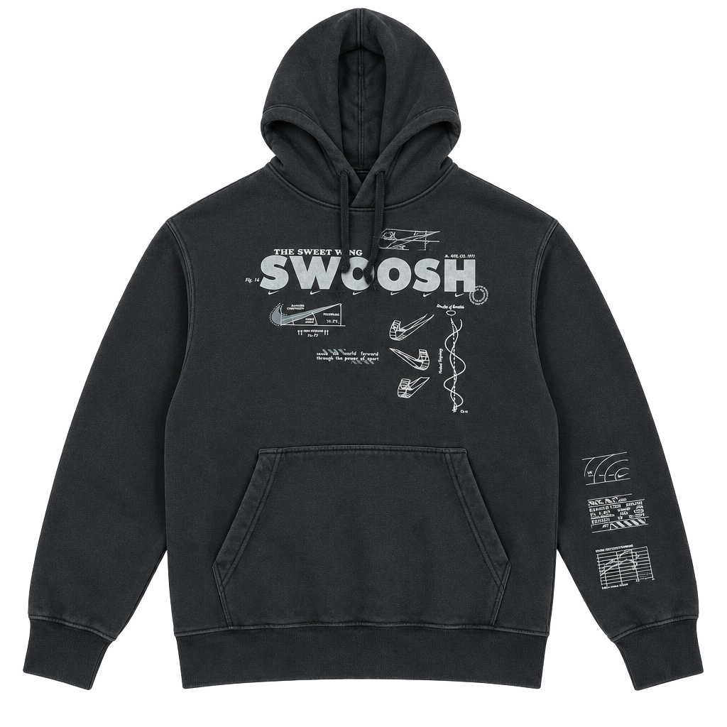 Nike The Swept Wing Swoosh Hoodie Size M Black 1
