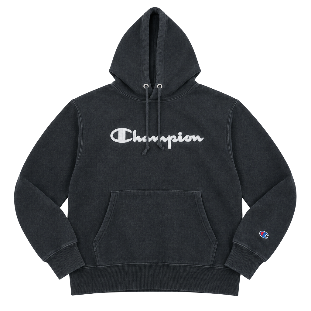 Champion Reverse Weave Hoodie Size Medium Black Script Logo 1