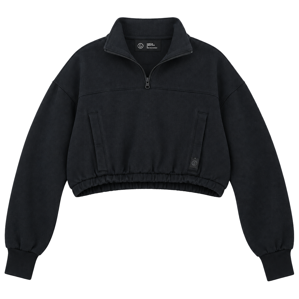 Gilly Hicks Cooldown Half-Zip Sweatshirt Size S Black Cropped Pullover 1