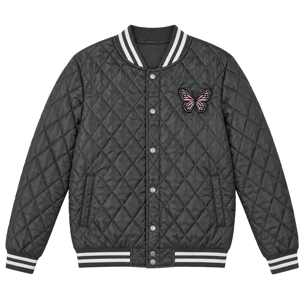 ANGEL CULT WOMEN'S QUILTED BUTTERFLY JACET - SNAP BUTTON FRONT SIZE LARGE 1