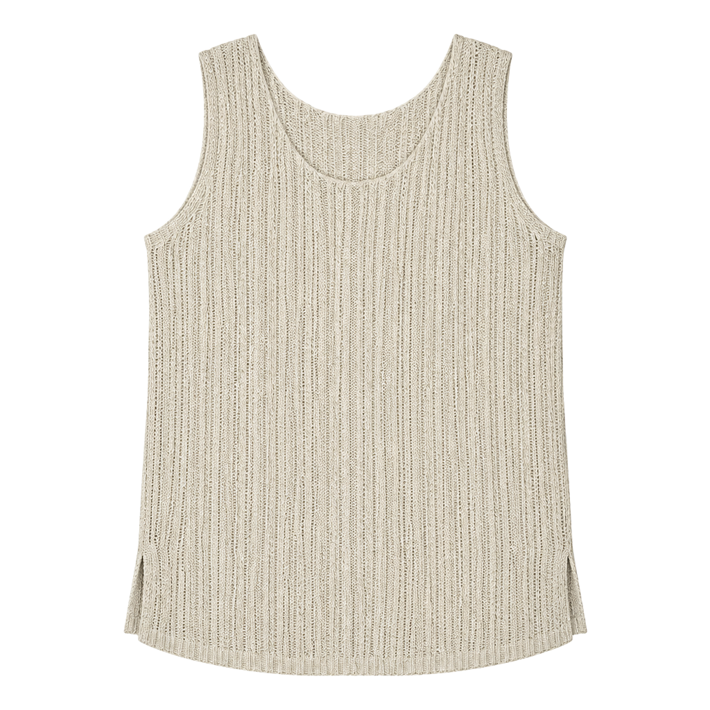 Marled Tank Top Size XL Beige Knit Sleeveless Scoop Neck 1