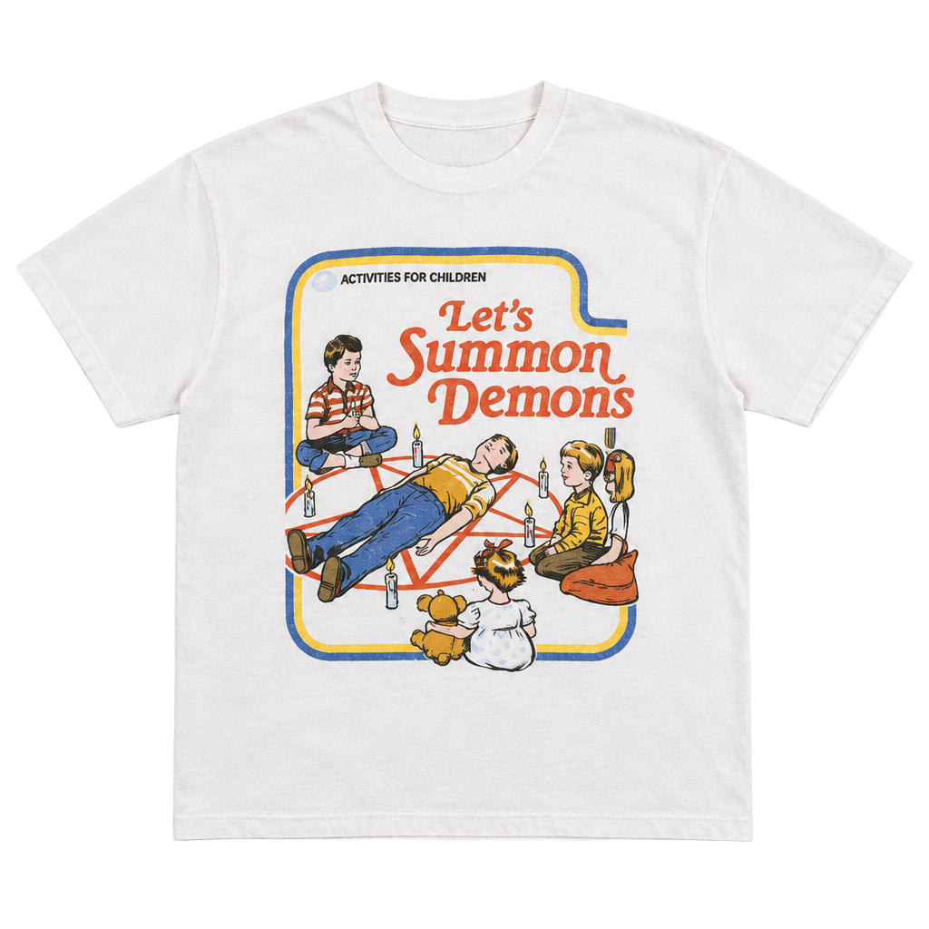 AS Colour Let's Summon Demons T-Shirt Size M White Graphic Tee 1